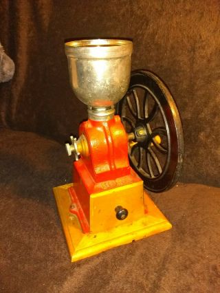 Antique Elma Cast Iron Coffee Grinder Mill Red/black No Cover For Jar