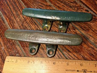Vintage Heavy Duty " Solid " Cast Bronze 6 " Cleats Great Patina