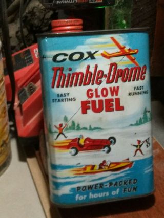 Vintage Cox Thimble Drome Glow Fuel 1 Pint Tin