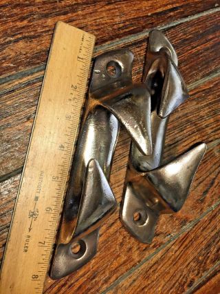Vintage Heavily Cast Polished Bronze Bow Skene Chocks 8 " Long