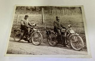 Vintage Black And White Photo Print Two Excelsior Motorcycles Dealer Promo