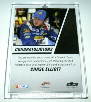 CHASE ELLIOTT 2014 Press Pass Redline DYNAMIC DUALS AUTOGRAPH RaceUsed 15/25 Red 2