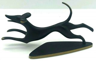Vintage Hagenauer Wien Bronze W/ Black Running Dog Made In Austria Handmade