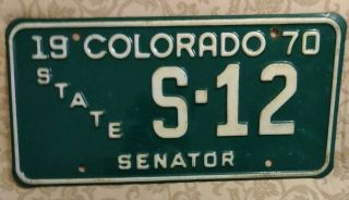 1970 Colorado State Senator S - 12 License Plate