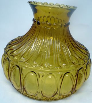 Vintage Amber Glass Hurricane Lamp Globe Shade Ruffle Top