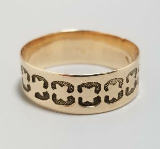 Victorian Cigar Band Ring,  10k Rose Gold,  Star Pattern,  6mm,  Sz 6&1/2,  Antique