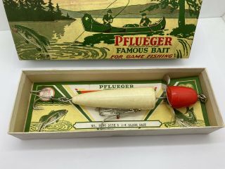 Vintage Pflueger Globe Antique Fishing Lure bait 3796 W/ Box And Papers 2