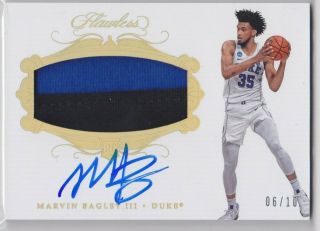 Marvin Bagley 2018 - 19 Flawless Rpa Auto /10 Patch Kings Panini On Card