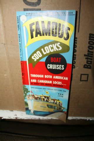 Vintage Famous Soo Locks Boat Cruises Sault Ste Marie Brochure Michigan Mich Mi