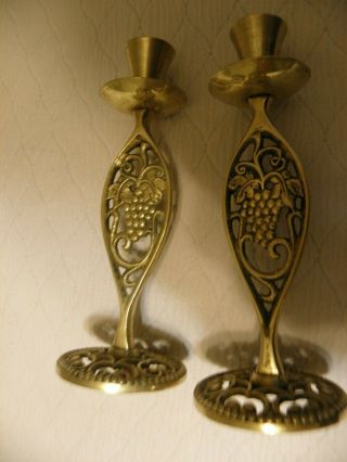 Vintage Decorative Brass Candle Holders Made In Israel