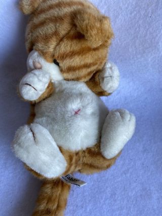 VINTAGE RUSS BERRIE 12” CARESS ORANGE TABBY KITTY CAT PLUSH - LAYING ON BACK 351 3