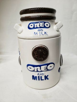Vintage 3d Ceramic Oreo Milk Can Cookie Jar & Lid 31398