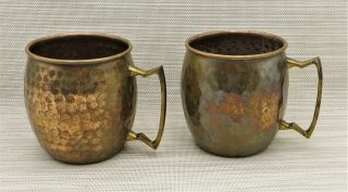 2 Vintage Moscow Mule Hammered Copper Mugs Cups 16oz