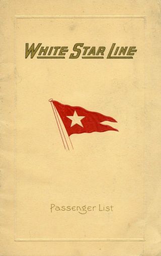 White Star Line - Rms Olympic - Tourist Passenger List - July 1932