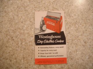Vintage Coca Cola,  Westinghouse Cooler Brochure.