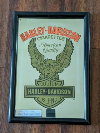Vtg Harley Davidson Cigarettes Wall Mirror With/ Eagle Cave Bar Garage Decor