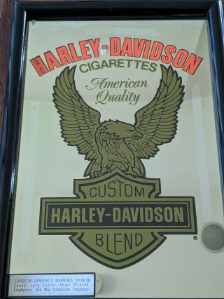VTG Harley Davidson Cigarettes Wall Mirror with/ Eagle Cave Bar Garage Decor 2