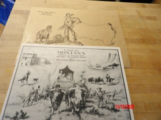 Rare 1937 State Of Montana Map Depicted & Inscribed Pioneer History Irvin Shope