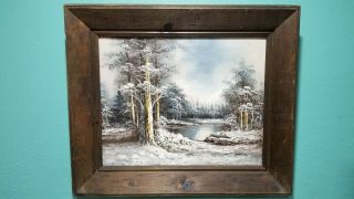 Vintage Winter Landscape Oil Painting On Canvas By Artist Hoffman No Info