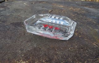 Vintage 1963 Kaier ' s Beer Mahanoy City Pa.  Clear Glass Bar Top Ashtray Red Print 3