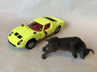 Vintage Diecast Corgi Toys Whizzwheels Lamborghini P400 Gt Miura & Fighting Bull