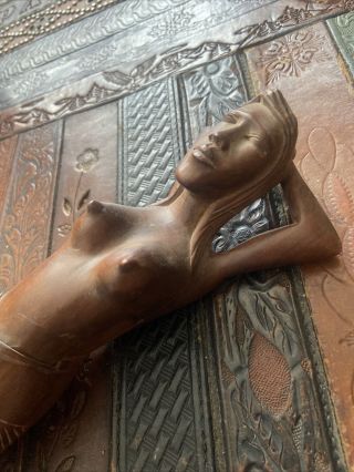 Vintage Nut Cracker Hand Carved Wooden Naked Lady Wood Carving