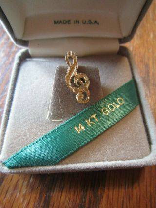 Vintage 14k Yellow Gold Music Note Tie Tack Lapel Pin Single Clef Design