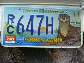 Pennsylvania Conserve Wild Resources River Otter License Plate Rc 647h Colorful
