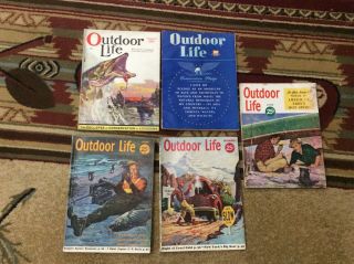 5 Vintage Outdoor Life Magazines 1930 1947 1950 1955 1956 Fishing Covers