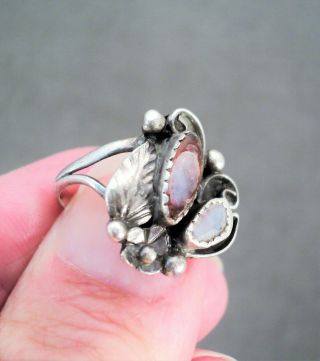 Navajo Sterling Silver & Abalone Shell Ring Size 9 Shimmery - Vintage Estate Find