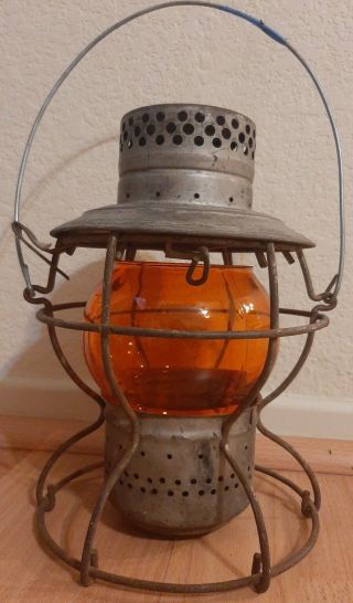 Antique Handlan St Louis Usa Slrr Railroad Lantern Rare Orange Globe Mopac Vtg