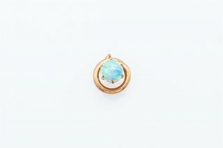 Antique Victorian 1890s.  75ct Natural Opal 14k Yellow Gold Coil Lapel Pin