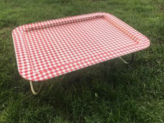 Vintage 1950’s Style Metal Red And White Checked Gingham Breakfast Tray Lap