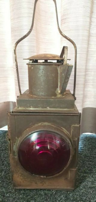 Vintage British Rail Hand Signal Oil Lamp,  Railway Guards Lantern Light /burner