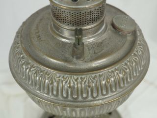 Antique 1892 Bradley & Hubbard B & H Oil kerosene Lamp Nickle metal table lamp 3