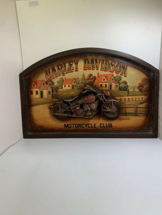 Harley Davidson Motorcycle Club 3d Man Cave Pub Bar Painted Wooden Sign
