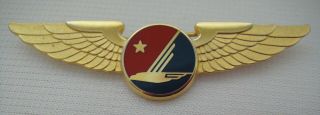 Vintage Alaska Airlines Pilot / Crew Wings 2 - 1/2 " Metal Pin - Old Logo - Johnson