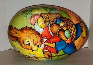 Vintage X - Lg Paper Mache Bunny Easter Egg – Made In Germany – Paper Lace Lining