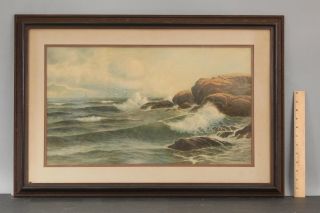 19thc Antique George Howell Gay American Maritime Seascape Watercolor Painting