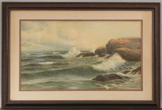 19thC Antique GEORGE HOWELL GAY American Maritime Seascape Watercolor Painting 2