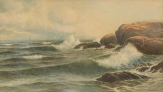 19thC Antique GEORGE HOWELL GAY American Maritime Seascape Watercolor Painting 3