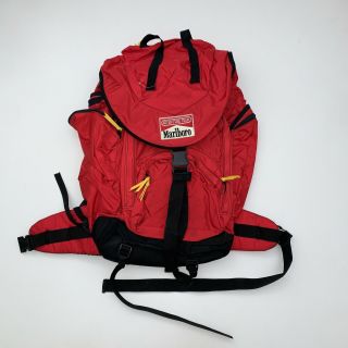Vintage 90s Marlboro Hiking Backpack Official Gear Outdoor Red Adventure Team