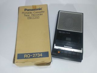 Vtg Panasonic Portable Cassette Tape Recorder Player Slim Line Rq - 2734 W/ Box