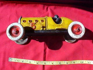 Vintage Cast Iron yellow racer Car 2