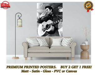 Elvis Presley Vintage Guitar Large Poster Art Print Gift A0 A1 A2 A3 A4