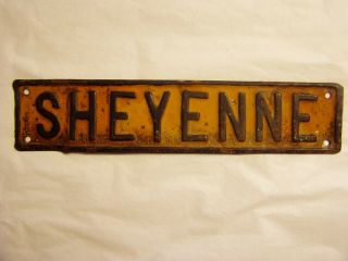 Rare Vintage Sheyenne North Dakota Automobile License Plate Topper Sign