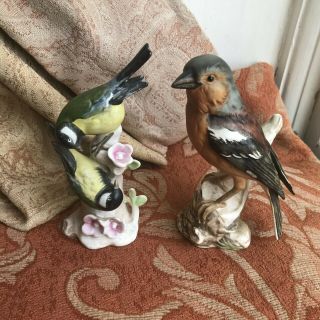 Old Vintage 2x 1970s W Goebel Chaffinch And Great Tit Bird Figures W Germany