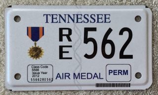 Tennessee " Air Medal " Motorcycle License / Number Plate