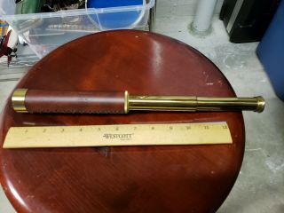 Vintage 30mm Handheld Brass And Leather Telescope Made In Japan Hand Scope.