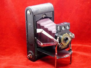 Kodak 1a Folding Pocket Camera Twin Finders Red Bellows Wood Minty 3792